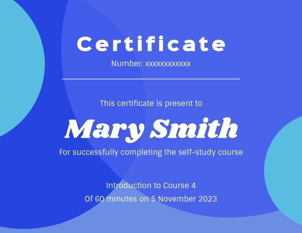 certificate of membership, membership, education, Blue Round Self-Study Course Certificate Template