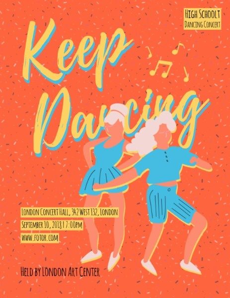 keep dancing, dance, party, Dancing Concert Program Template