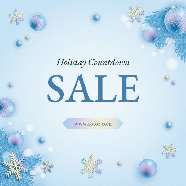 xmas, christmas promotion, holiday promotion, Blue Holiday Christmas Sale Promotion Instagram Post Template