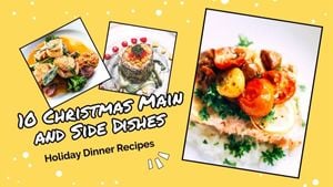 christmas, xmas, recipe, Yellow Holiday Cook Collage Youtube Thumbnail Template