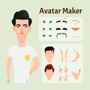 avatar maker, avatar designer, avatar builder, Green And Pink Cartoon Man Avatar Template
