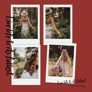 polaroid, life, journey, Red Travel Photo Collage Instagram Post Template