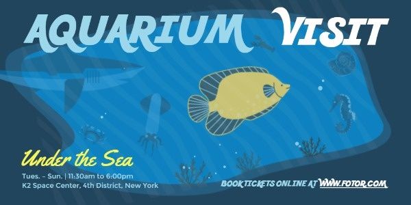 sea, ocean, sea creatures, Aquarium Visit Twitter Post Template