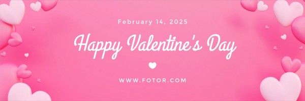 love, greeting, celebration, Pink 3d Illustration Hearts Happy Valentine's Day Twitter Cover Template