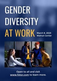 business, balance, equal, Blue Gender Diversity At Work Poster Template