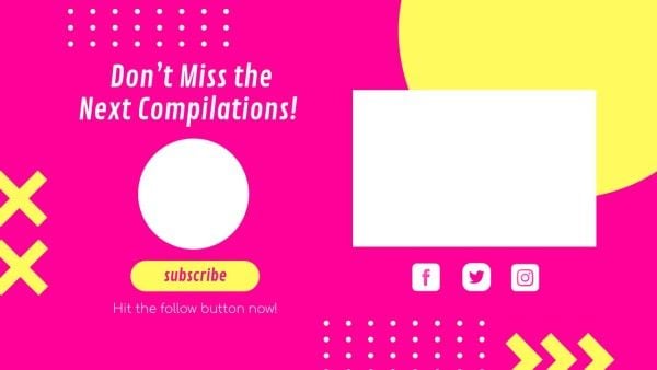 end cards, image shape, dot, Pink Cartoon Social Media Background Video Subscribe Youtube End Screen Template