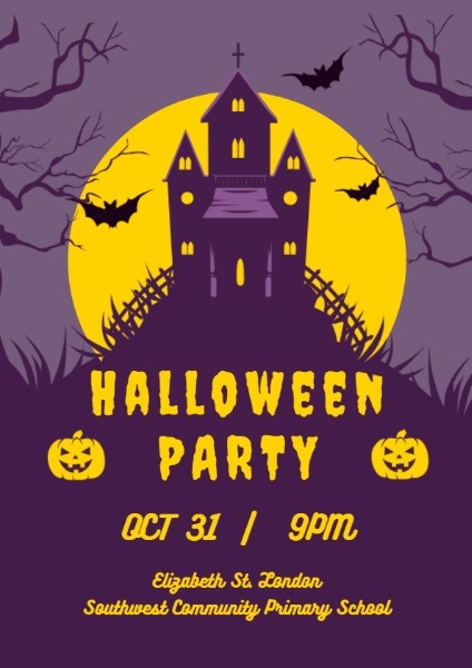 Purple Halloween Party Flyer