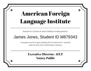 certificate of membership, membership, school, Foreign Language Certificate Template