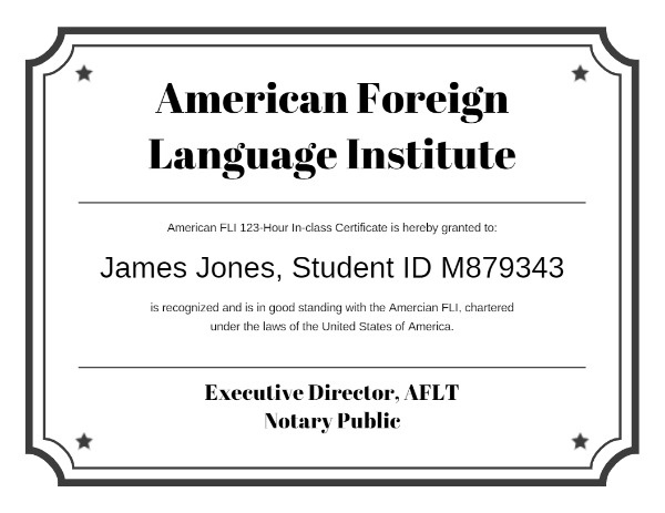 Foreign Language Certificate Certificate