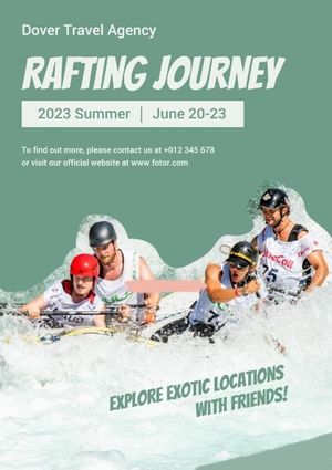 water, summer, fun, Green Rafting Journey Poster Template