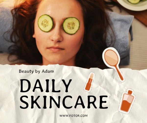 daily skincare, beauty, woman, Spa Center Skincare Blog Facebook Post Template