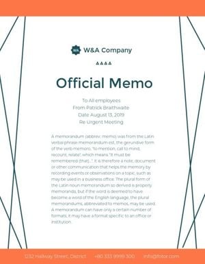 business, official memo, work, White And Orange Background Memo Template
