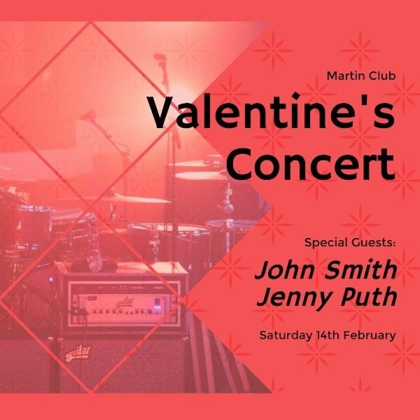 heart, love, couple, Red Valentine's Day Concert Instagram Post Template