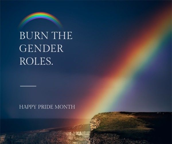 love, rainbow, lgbt, Dark Blue Minimal Pride Month Motto Facebook Post Template