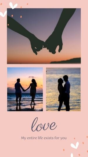 romantic, valentines day, pink pink, Pink Love Couple Valentine Collage Photo Collage 9:16 Template