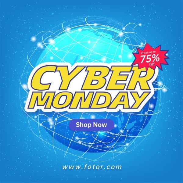 Blue Cyber Monday Shop Now Instagram Post