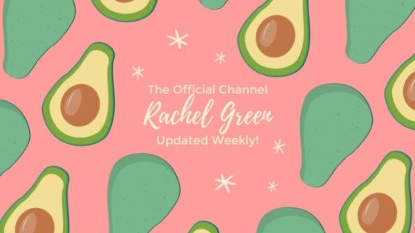 official, life, vlog, Cute Painted Avocado Youtube Channel Banner Youtube Channel Art Template