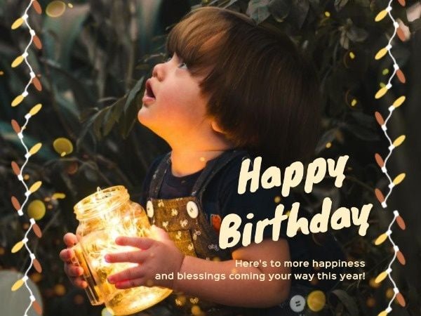 kid, children, child, White And Yellow Baby Birthday Card Template
