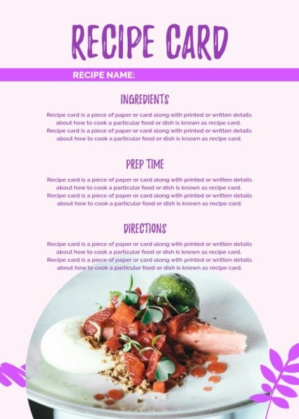 Purple Cook With Me Recipe Card