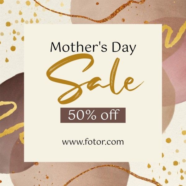mothers day, mother day, promotion, Brown Brush Texture Mother's Day Sale Instagram Post Template