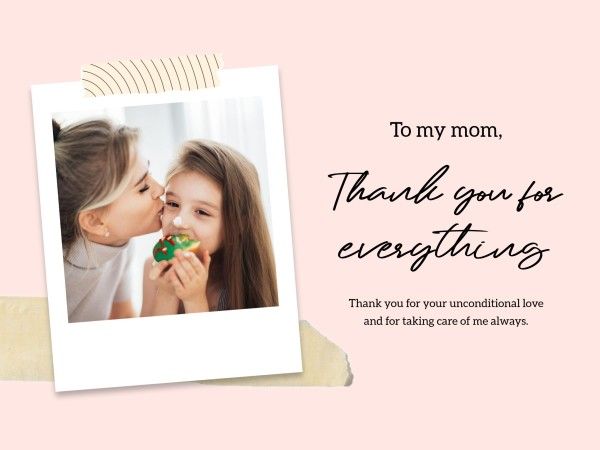mothers day, mother day, greeting, Soft Pink Polaroid Happy Mother's Day Card Template