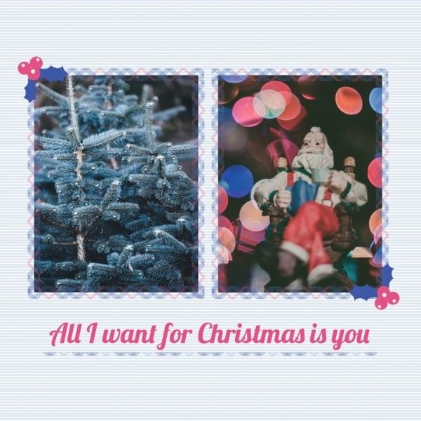 festival, holiday, merry christmas, Blue Winter Christmas Collage Instagram Post Template