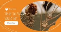 fashion, simple, logo, Orange Luxury Necklace Branding Facebook App Ad Template