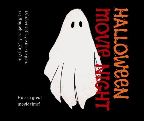 movie night, event, holiday, Halloween Movie Facebook Post Template