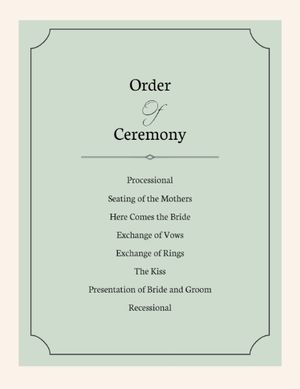 reception, ceremony, engagement, Classic Green White Wedding Program Template