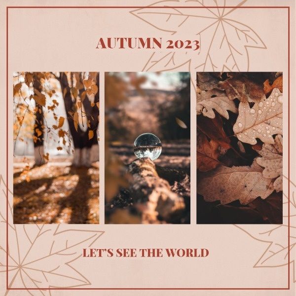 autumn, fall, maple, Yellow Leaves Travel Photo Collage Instagram Post Template