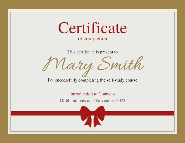 Golden Course Certificate Certificate