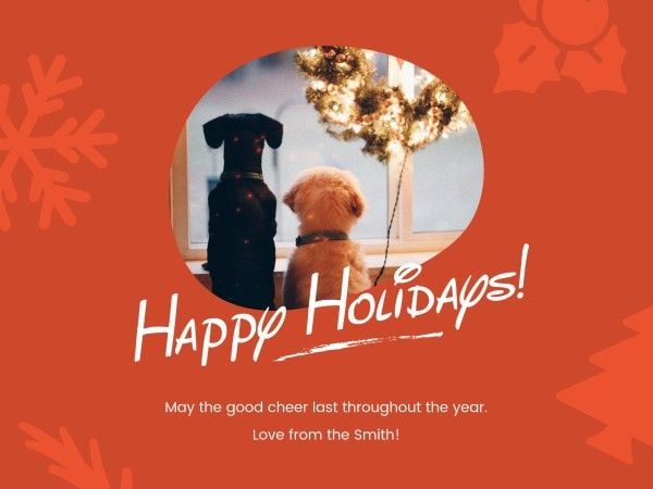 wish, christmas, xmas, Orange Happy Holidays Card Template