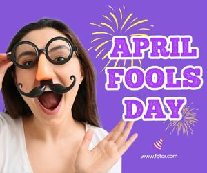 greeting, celebration, festival, Simple Purple Photo April Fools' Day  Facebook Post Template