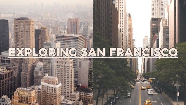 city view, skyscraper, social media, Brown Exploring San Francisco Travel Youtube Thumbnail Template