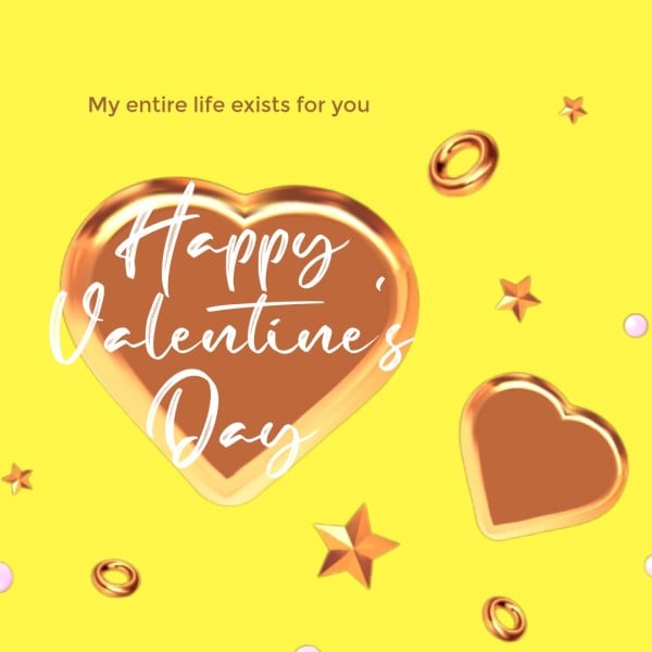 Yellow Heart Minimal Happy Valentines Day Instagram Post