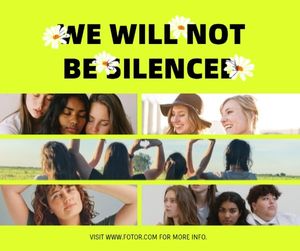 girl, international womens day, woman, Green Speaking For Women's Right Collage Facebook Post Template