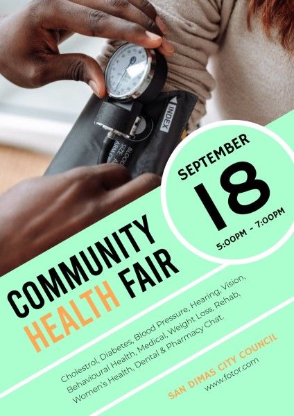 doctor, medical, life, Green Community Health Fair Poster Template