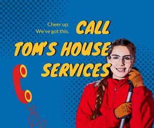 house services, chore, housework, Blue House Cleaning Service  Facebook Post Template