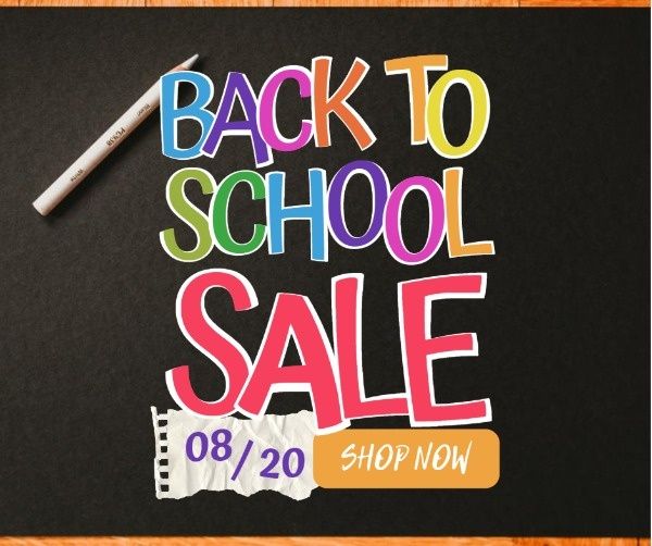 chalkboard, blackboard, social media, Back To School Season Sale Facebook Post Template