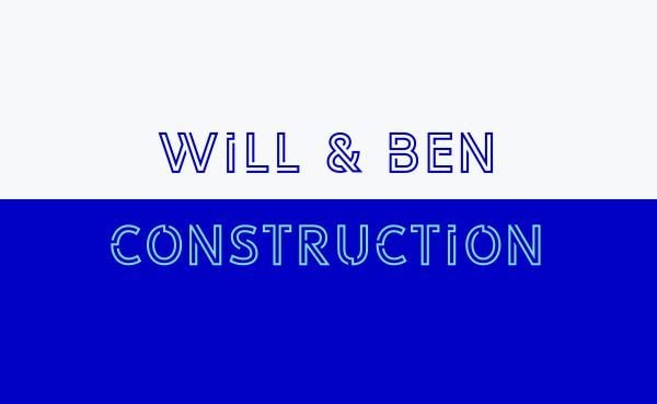 Blue And White Construction Company Business Card
