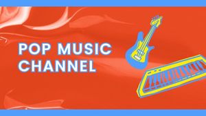 subscribe, youtube end screen, end cards, Red Pop Music Channel Youtube Channel Art Template