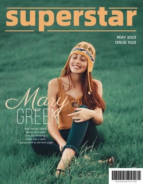 Green Superstar Magazine Cover Magazine Cover
