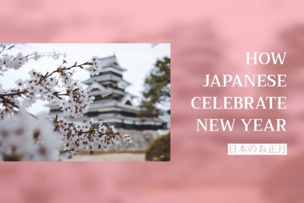 temple, sakura, celebrate, Pink New Year Celebration Blog Title Template
