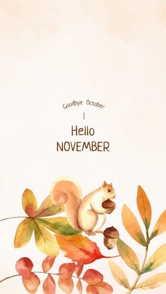 lock screen, autumn, leaf, Orange Watercolor Botanical Fall Season Mobile Wallpaper Template
