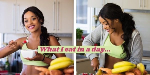 food, healthy food, routine, What I Eat In A Day Video Twitter Post Template