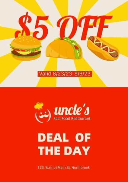 restaurant, sale, promotion, Fast Food Discount Ads Poster Template