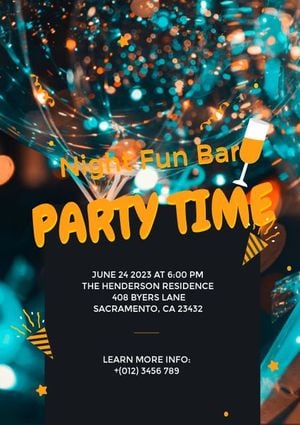 dinner, gathering, celebration, Night Fun Bar Party Poster Template