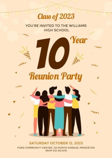 Yellow Classmate Reunion Party Invitation
