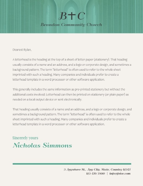 Online Church Letterhead Letterhead Template | Fotor Design Maker