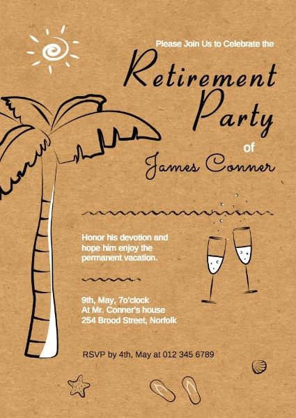 celebration, leisure, event, Retirement Party Invitation Template